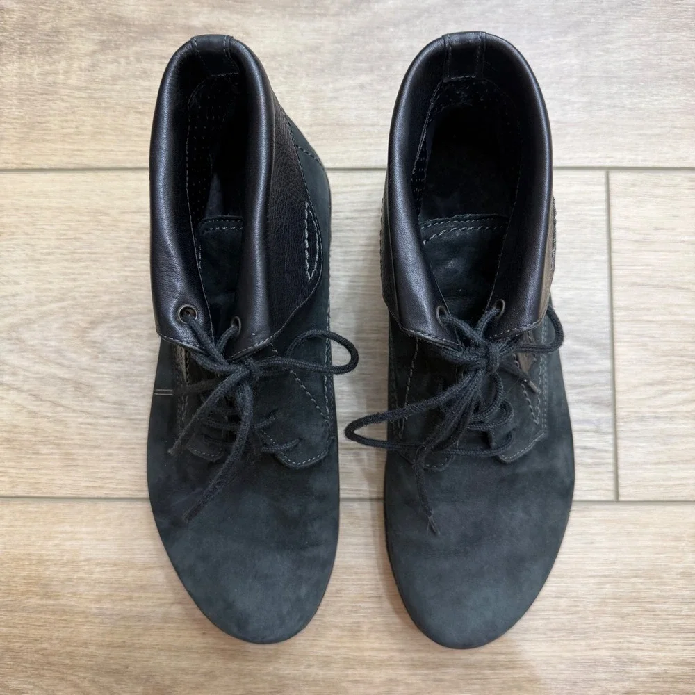 Mephisto Mobils Marylin Black Nubuck Leather Ankle Boots 07 Womens US 7.5 EUR 5